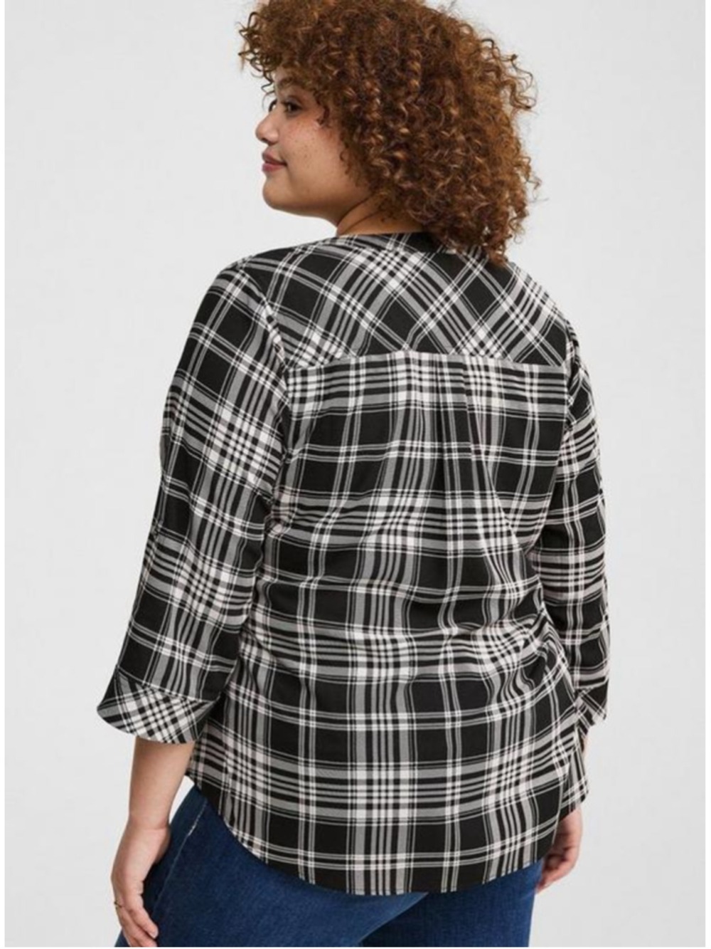Women's Torrid Harper Plaid Challis 3/4 Sleeve Top 1X - Picture 8 of 8